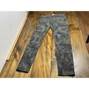 Hudson Jeans Womens 30 Green Floral Krista Super Skinny Low Rise Bramble Wash